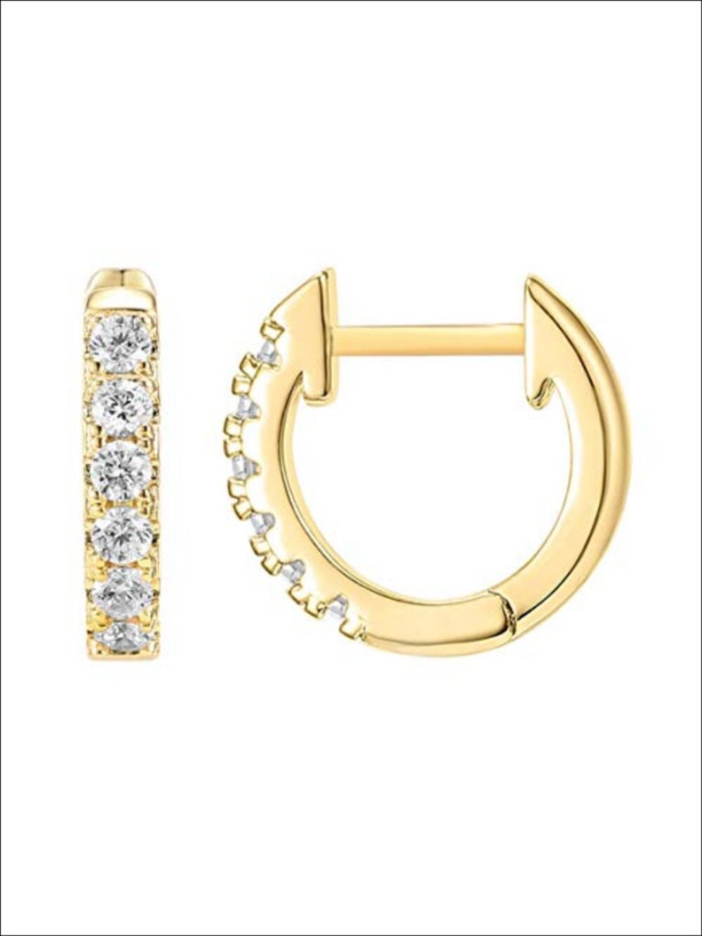14K Gold Plated Vermeil Cubic Zirconia Huggie Hoop Earrings